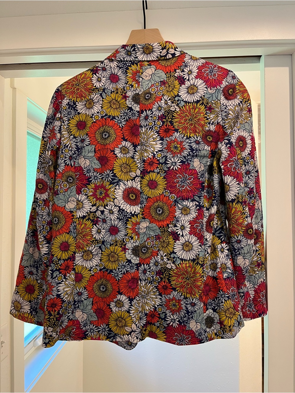 Foil Floral Print Blazer Jacket - Red, Yellow & White - Picture 5 of 5